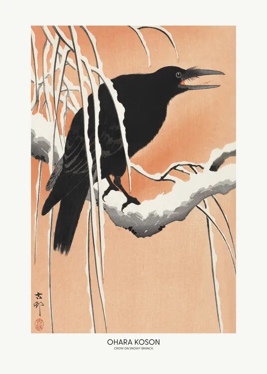 Εικονογράφηση Crow On Snowy Branch, Studio Collection