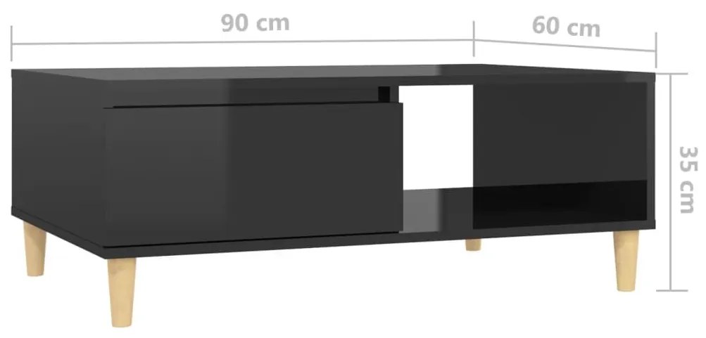 Τραπεζάκι Σαλονιού Γυαλιστερό Μαύρο 90x60x35 εκ. Επεξ. Ξύλο - Μαύρο