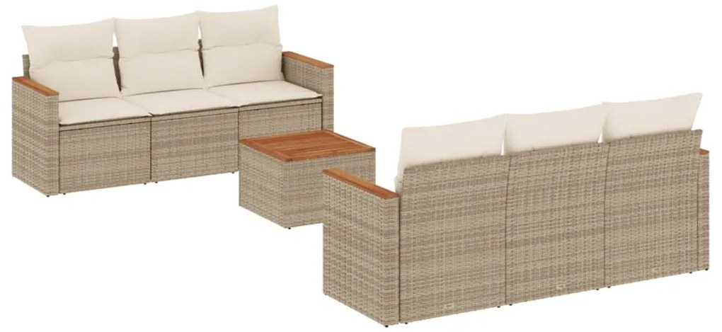 vidaXL Σαλόνι Κήπου Σετ 7 τεμ. Μπεζ Συνθετικό Ρατάν με Μαξιλάρια