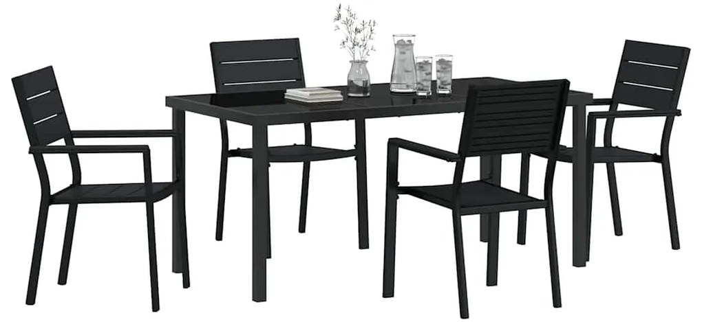 vidaXL Σέτ φαγητού για κήπο 5 pcs Μαύρο HDPE