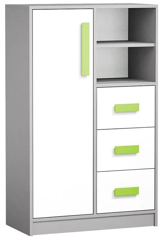 Σιφονιέρα Akron H100, Πράσινο, Άσπρο, Ανθρακί, Με συρτάρια και ντουλάπια, Αριθμός συρταριών: 3, 132x80x40cm, 49 kg, Ξύλο: Δρυς | Epipla1.gr