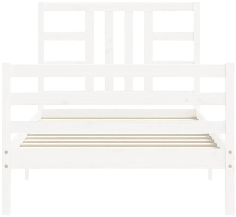 vidaXL Πλαίσιο Κρεβατιού με Κεφαλάρι Λευκό Μασίφ Ξύλο Single