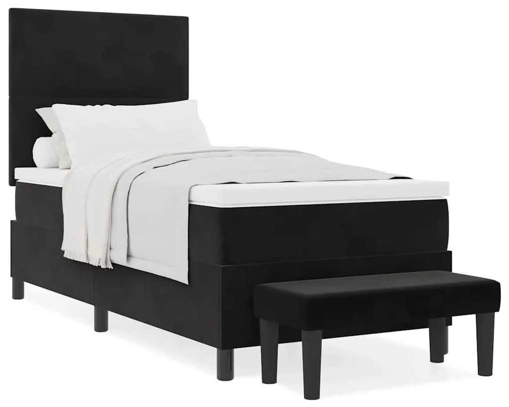 vidaXL Κρεβάτι με ελατήρια με στρώμα Μαύρο 80 x 200 cm Βελούδο