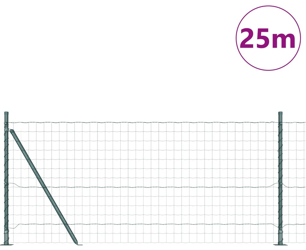 vidaXL Euro Fence με 13 Φλαγγμένα Posts 1x25 μ Γαλβανισμένος Χάλυβας