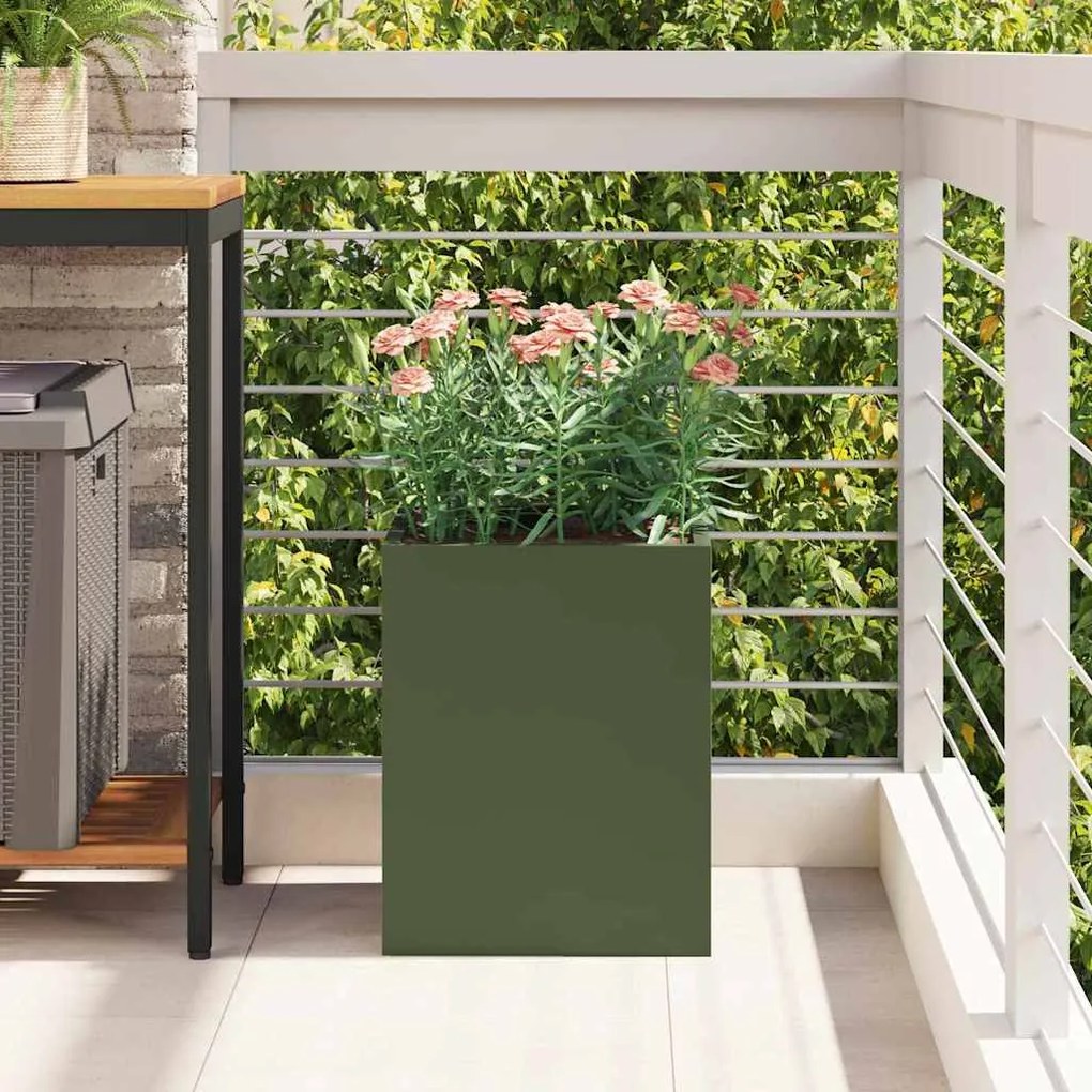 vidaXL Γλάστρα Κήπου Λαδί 32 x 32 x 40 εκ. Κρύα έλαση από χάλυβα