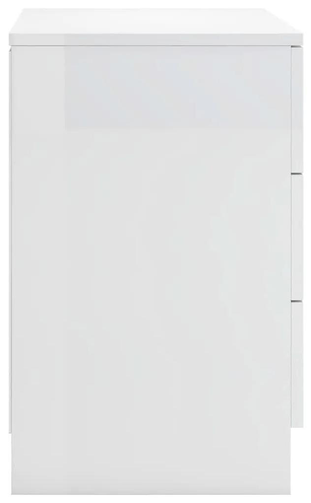 Κομοδίνα 2 τεμ. Γυαλιστερό Λευκό 38x35x56 εκ. από Μοριοσανίδα - Λευκό