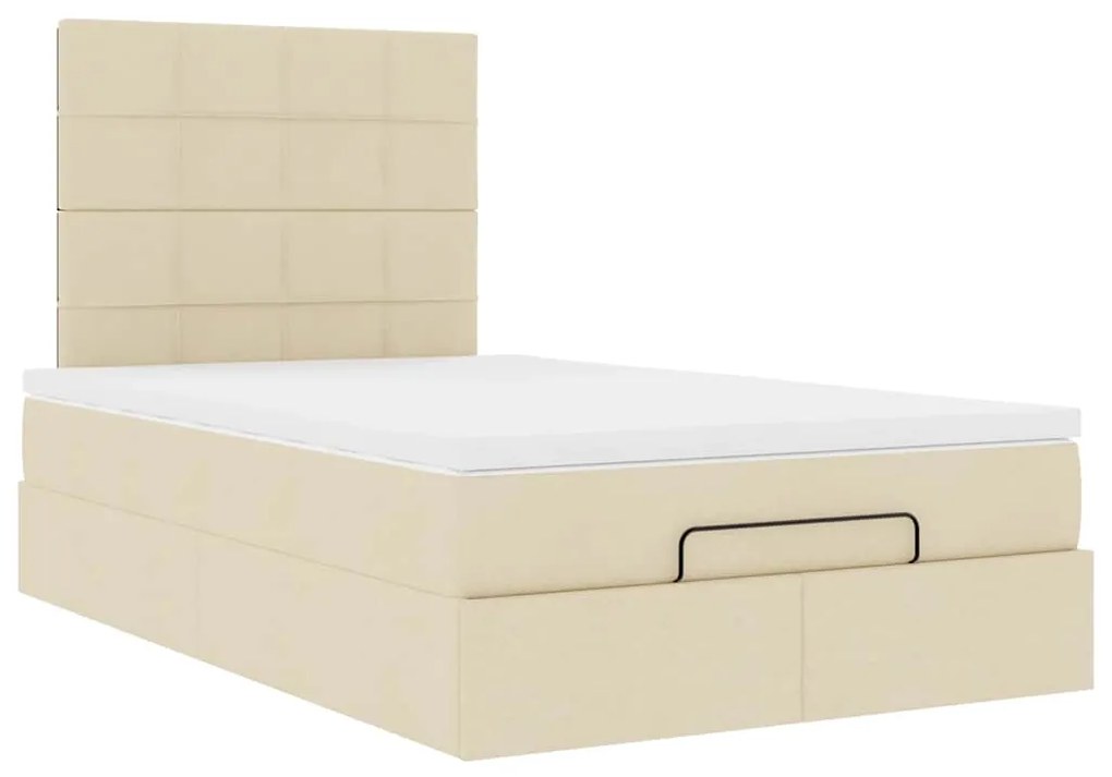 vidaXL Οθωμανικό κρεβάτι με στρώμα Cream 120x200cm ύφασμα