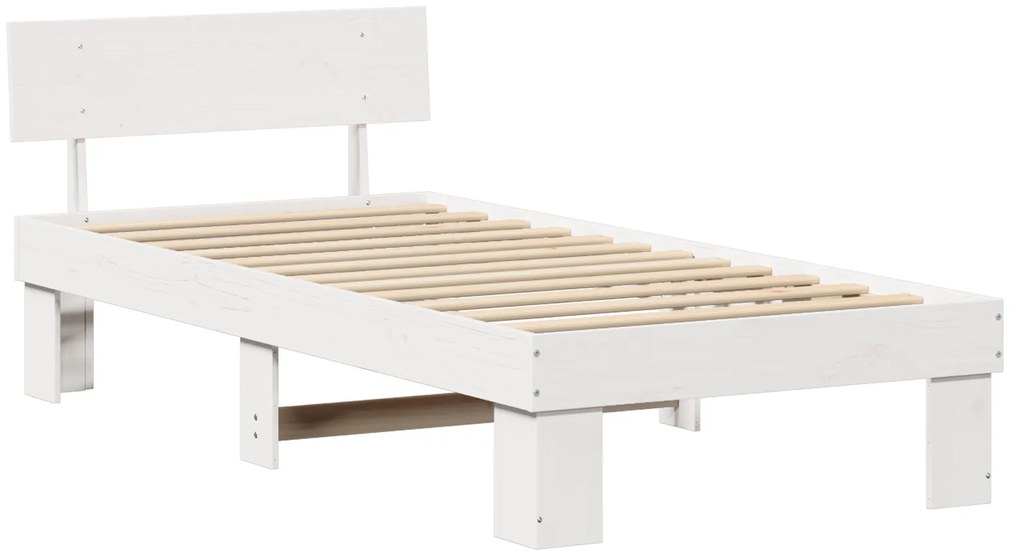 vidaXL Σκελετός Κρεβατιού Λευκό 90 x 190 cm Συμπαγές ξύλο πεύκου