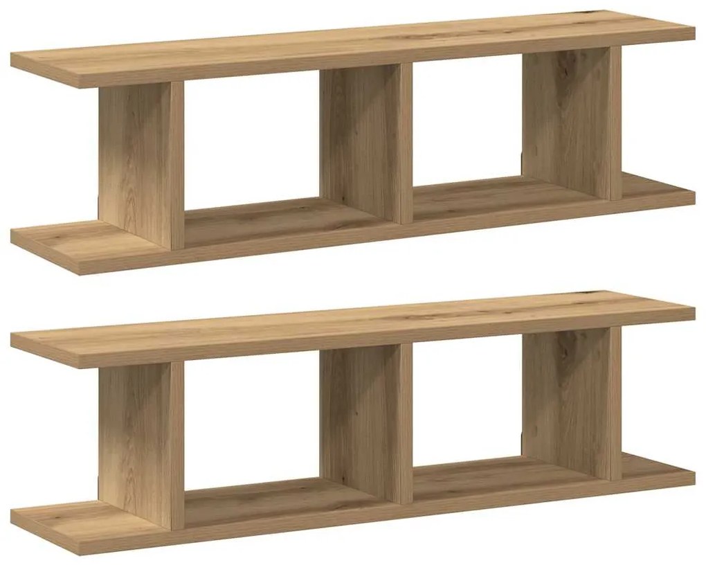vidaXL Ραφιέρες Τοίχου 2 τεμ. Αρτισιανή Δρυς 75x18x20εκ. Επεξεργ. Ξύλο