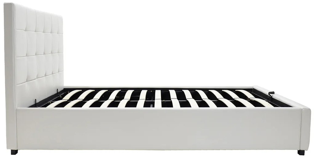 Κρεβάτι Roi pakoworld 160x200 PU λευκό ματ + αποθηκευτικό χώρο