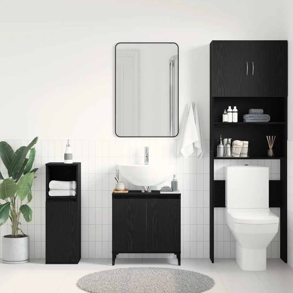 vidaXL Ντουλάπι Wash μαύρη δρυ 58x33x60 εκ. Επεξεργασμένο ξύλο