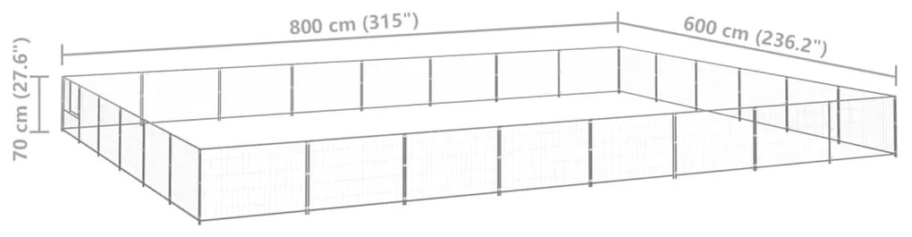 Σπιτάκι Σκύλου Ασημί 48 μ² Ατσάλινο - Ασήμι