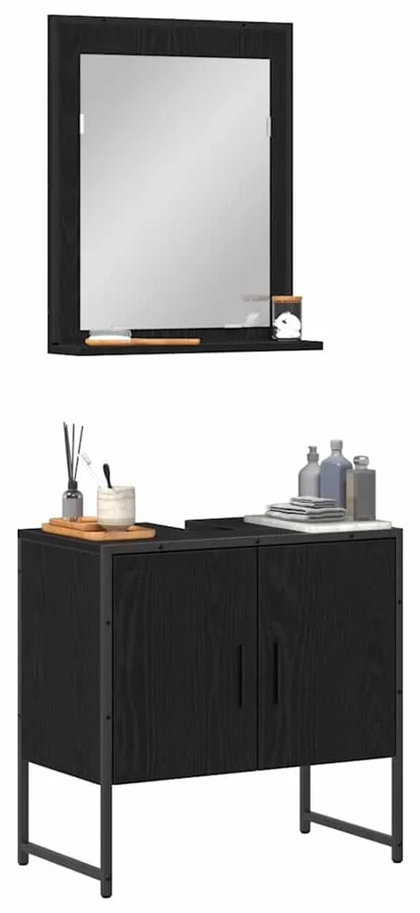 vidaXL Σετ Επίπλων Μπάνιου με αποθήκευση 2 pcs Μαύρο 60 x 33 x 60 εκ