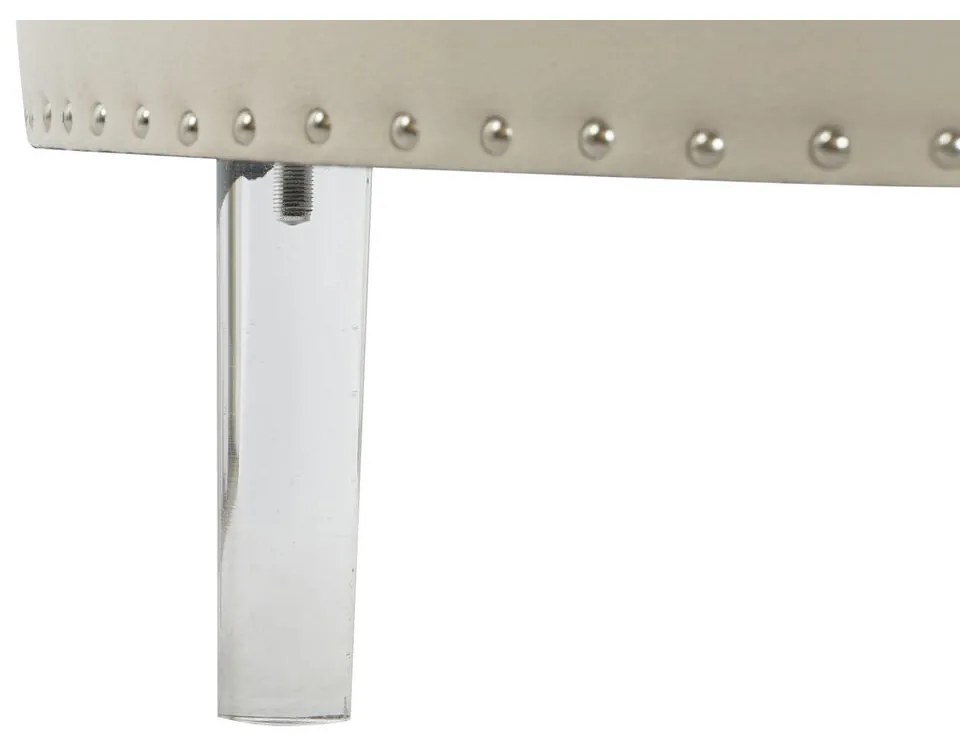 Σκαμπό DKD Home Decor Μπεζ Ασημί πολυεστέρας Ξύλο MDF 80 x 80 x 43 cm