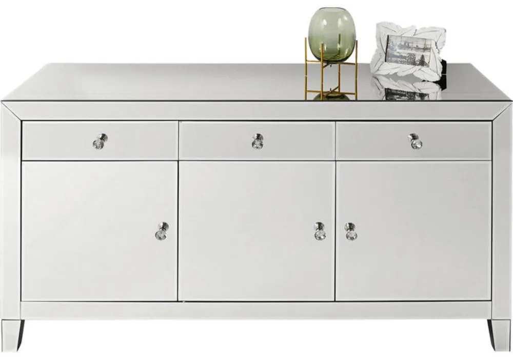 Μπουφές Luxury Γυαλί Καθρέφτης  140.5x45x77εκ - Ασημί