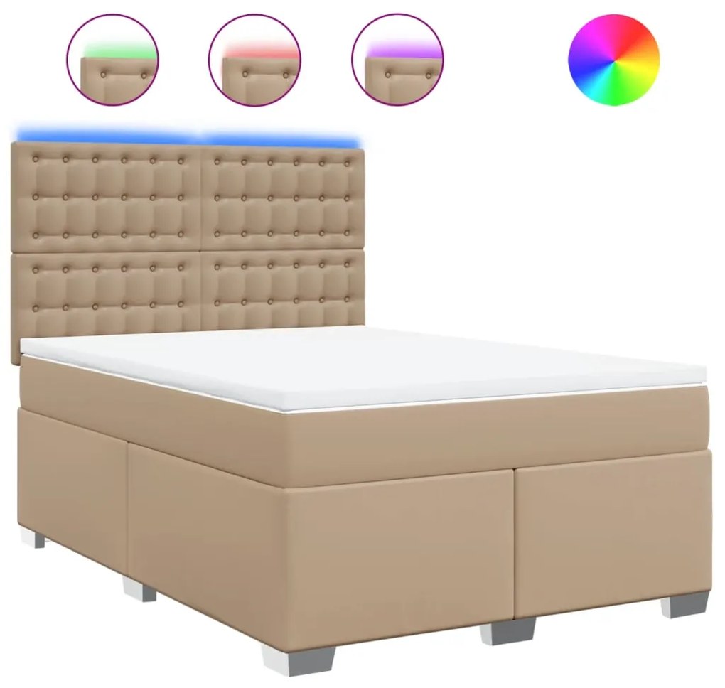vidaXL Κρεβάτι Boxspring με Στρώμα Καπουτσίνο 160x200εκ.από Συνθ.Δέρμα
