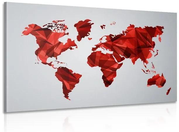 Εικόνα παγκόσμιου χάρτη σε διανυσματικό σχέδιο γραφικών με κόκκινο χρώμα - 60x40