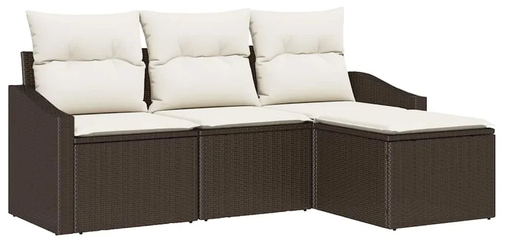 vidaXL Σετ Καναπέ Κήπου 4 pcs Καφέ Πολυ ράταν