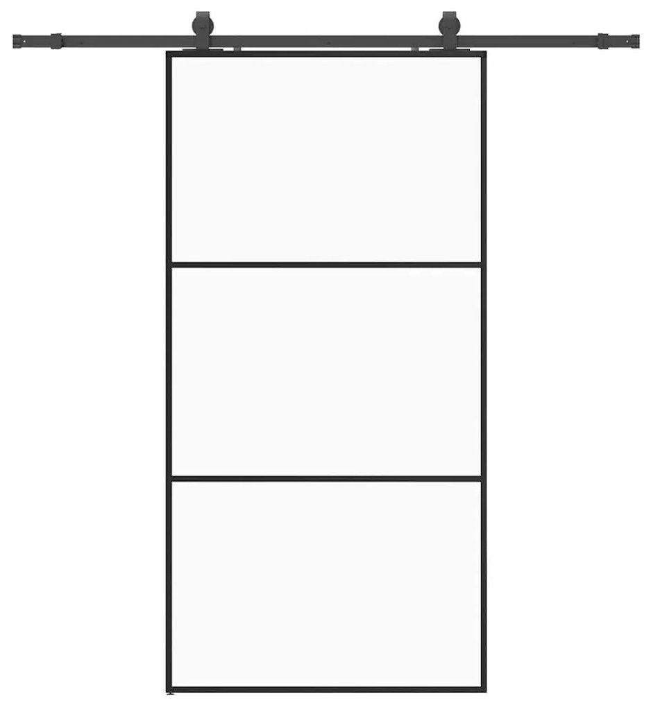 vidaXL Συρόμενη πόρτα με σετ υλικού Μαύρο 102x205 cm ESG Γυαλί
