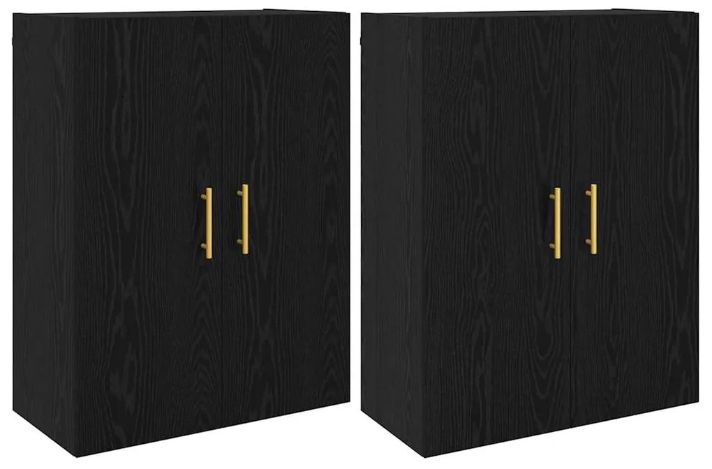vidaXL Ντουλάπια Τοίχου 2 pcs Μαύρη δρυς 69.5 x 34 x 90 εκ.