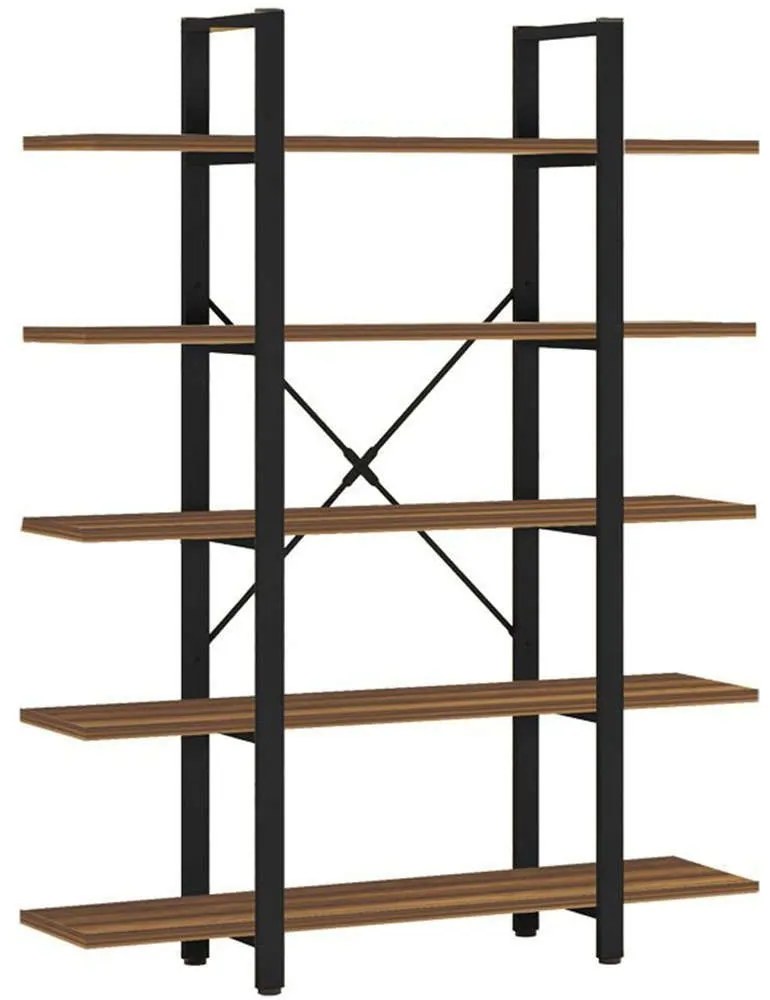 Βιβλιοθήκη Esthon 197-000228 120x28x180cm Walnut-Black