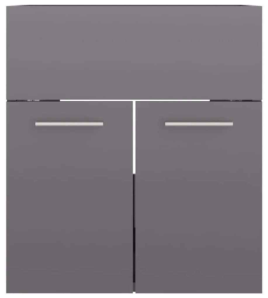 vidaXL Ντουλάπι Νιπτήρα Γυαλιστερό Γκρι 41x38,5x46 εκ. από Επεξ. Ξύλο