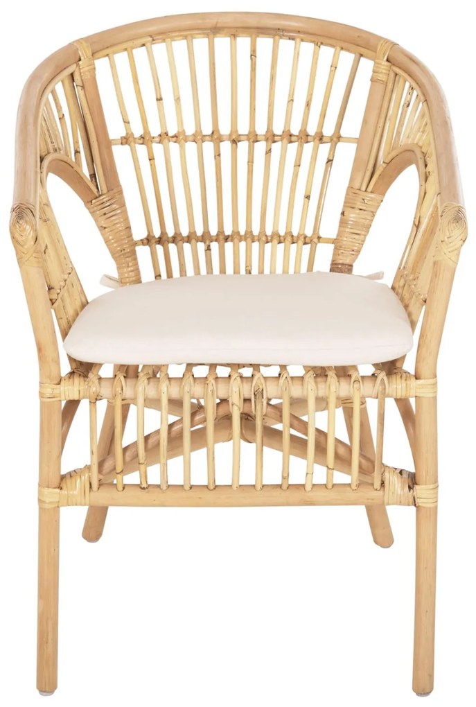 Καρέκλα - Πολυθρόνα DAMPAR C9929.04 Φυσικό Rattan με Λευκό Μαξιλάρι 59x61x80Υεκ. 59x61x80 εκ.