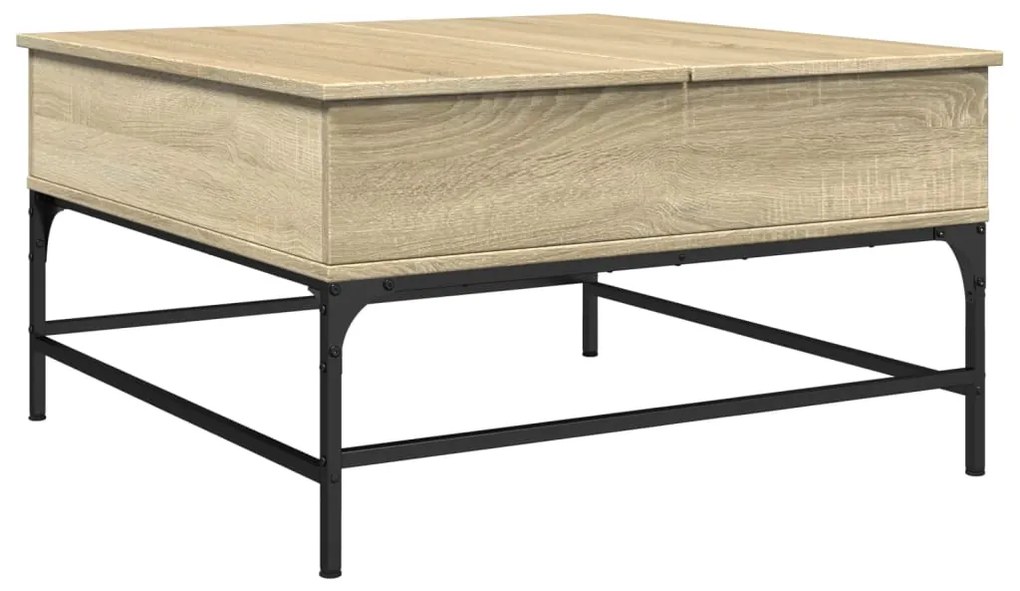 vidaXL Τραπεζάκι Σαλονιού Sonoma Δρυς 80x80x45εκ Επεξ. Ξύλο + Μέταλλο