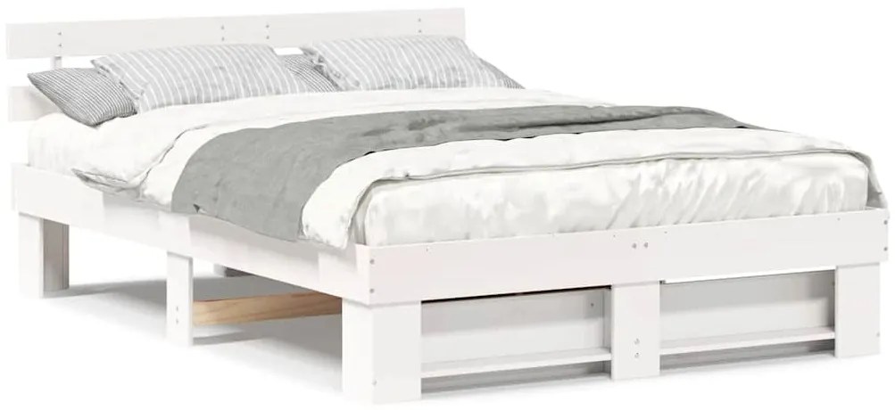 vidaXL Σκελετός Κρεβατιού Λευκό 150 x 200 cm Μασίφ ξύλο πεύκου
