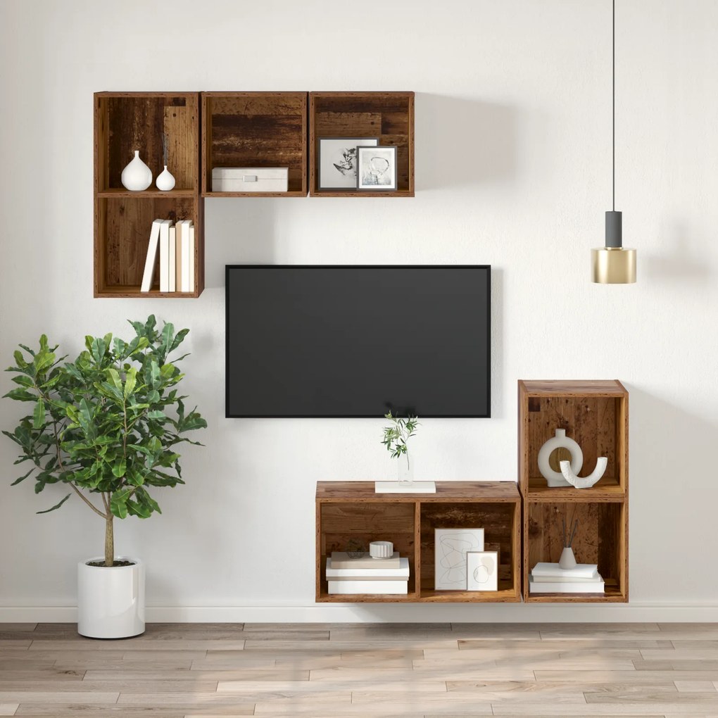 vidaXL Ντουλάπι TV Παλαιό ξύλο 37 x 37 x 72 εκ Επεξεργασμένο ξύλο