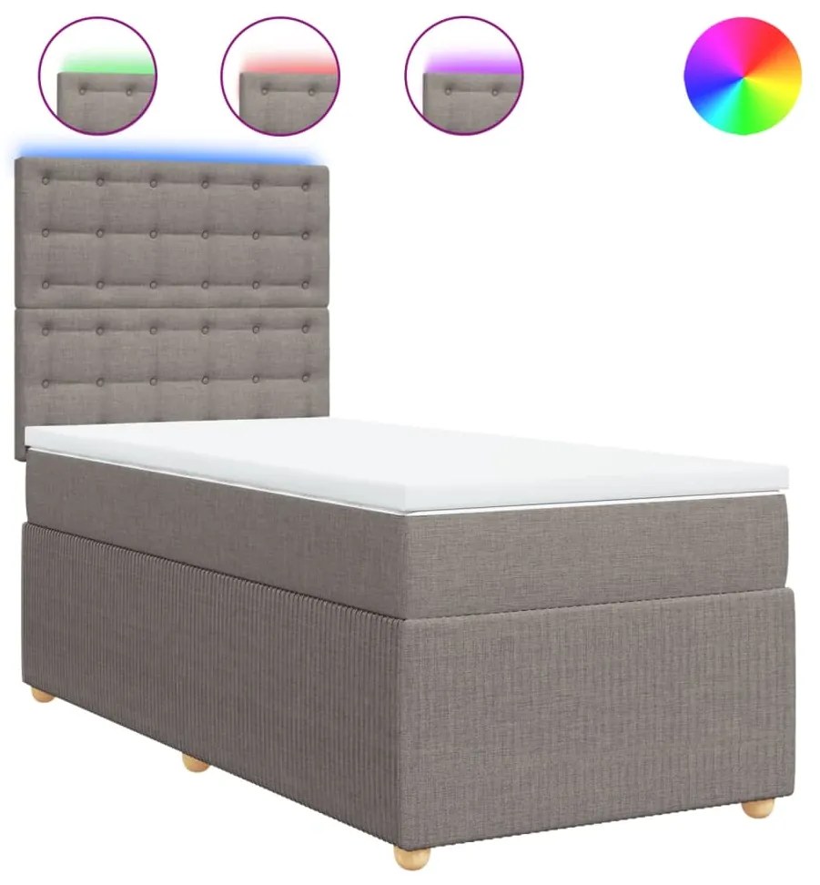 vidaXL Κρεβάτι Boxspring με Στρώμα Taupe 90x190 εκ.Υφασμάτινο