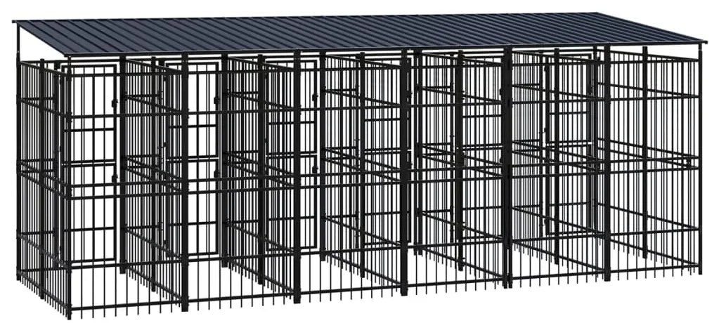 vidaXL Κλουβί Σκύλου Εξωτερικού Χώρου με Οροφή 11,06 μ² από Ατσάλι