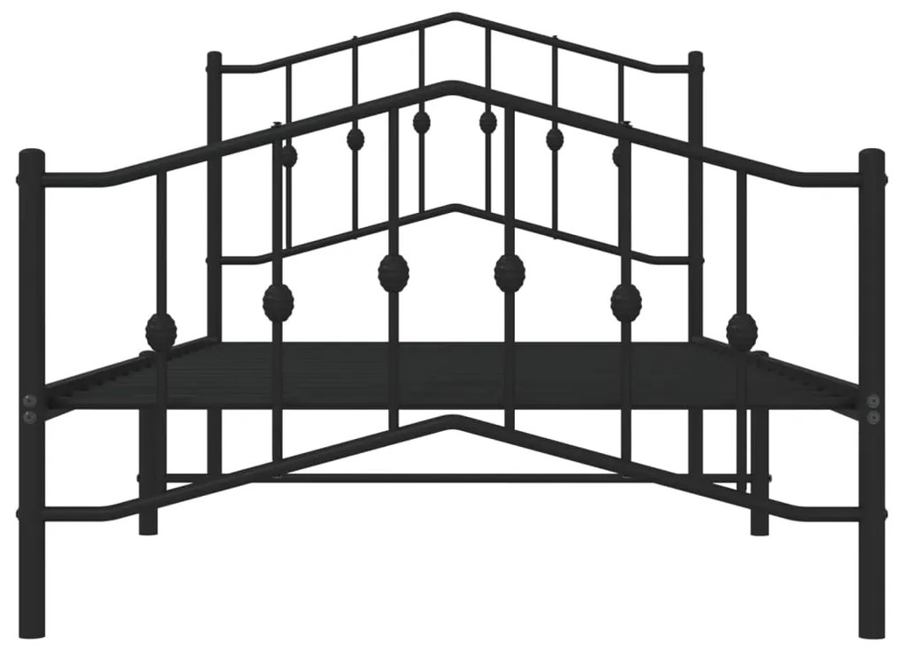 vidaXL Πλαίσιο Κρεβατιού με Κεφαλάρι/Ποδαρικό Μαύρο 100x190εκ. Μέταλλο