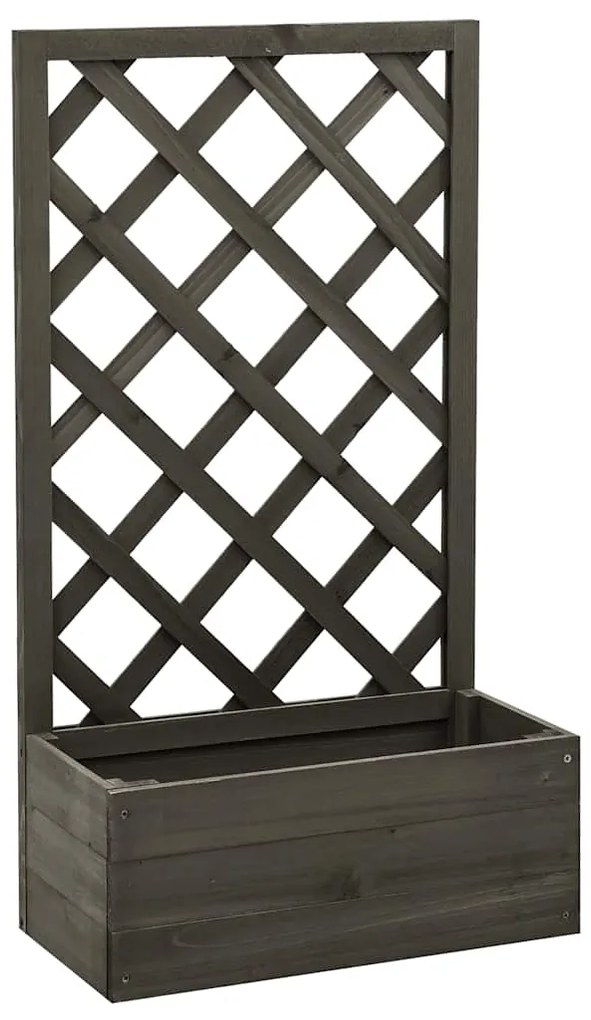 vidaXL Γλάστρα Κήπου με Καφασωτό Γκρι 50x25x90 εκ. Μασίφ Ξύλο Ελάτης
