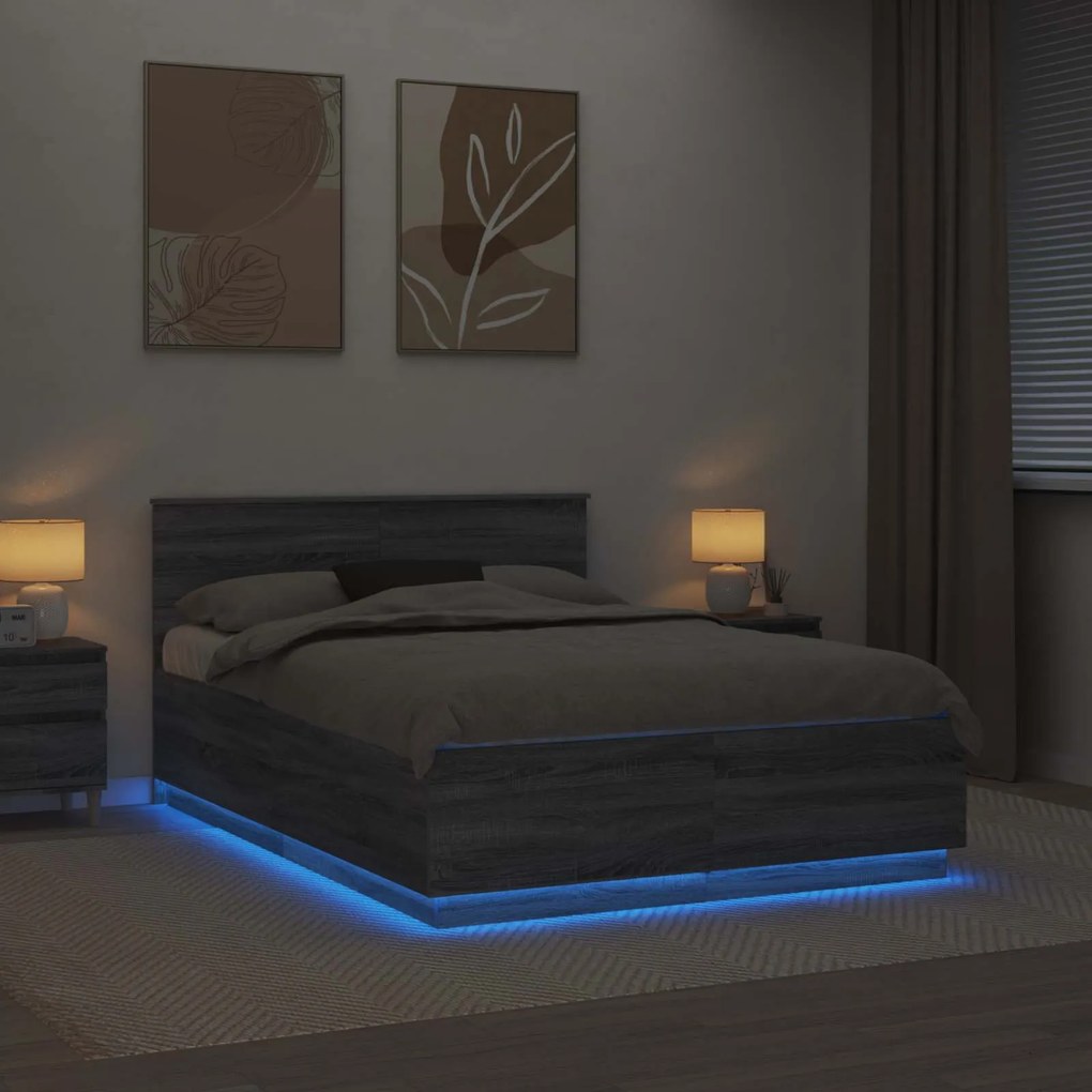 vidaXL Σκελετός Κρεβατιού με κεφαλάρι Γκρίζο Σονομα 160 x 200 cm