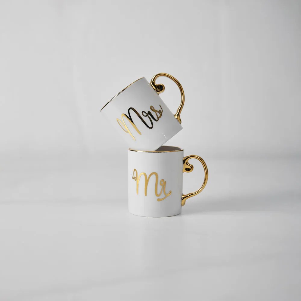 MRS LOVE ΚΟΥΠΑ NEW BONE CHINA ΛΕΥΚΟ ΧΡΥΣΟ D8xH9cm - 028843 - 028843