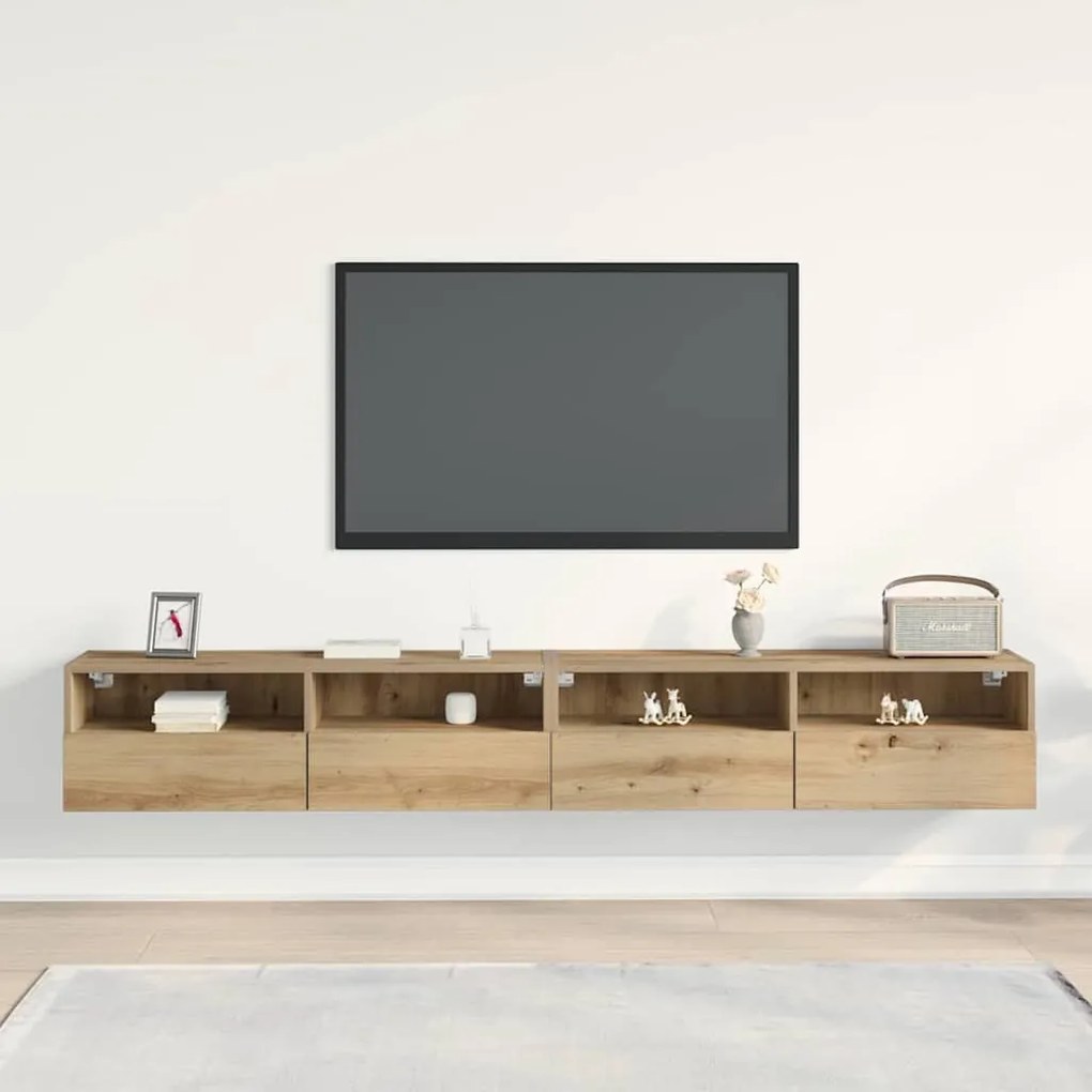 vidaXL Ντουλάπι Τηλεόρασης Τοίχου 2 pcs artisan δρυς 100 x 30 x 30 cm