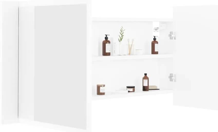 vidaXL Καθρέφτης Μπάνιου με Ντουλάπι LED Λευκός 100x12x45 εκ Ακρυλικός