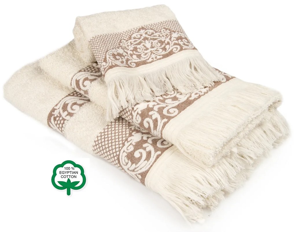 DIMcol ΠΕΤΣΕΤΑ ΣΕΤ 3 τεμ ΕΝΗΛ Cotton 100% 30X50,50X90,70X140 Ίσιδα 01 Ecru 1432215731100178