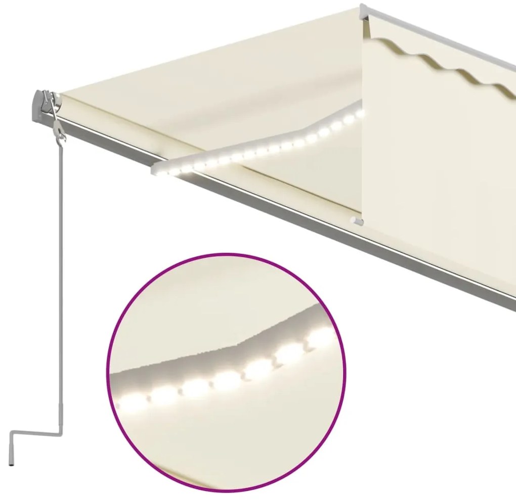 vidaXL Τέντα Αυτόματη με Σκίαστρο/LED/Αισθητήρα Ανέμου Κρεμ 6 x 3 μ.