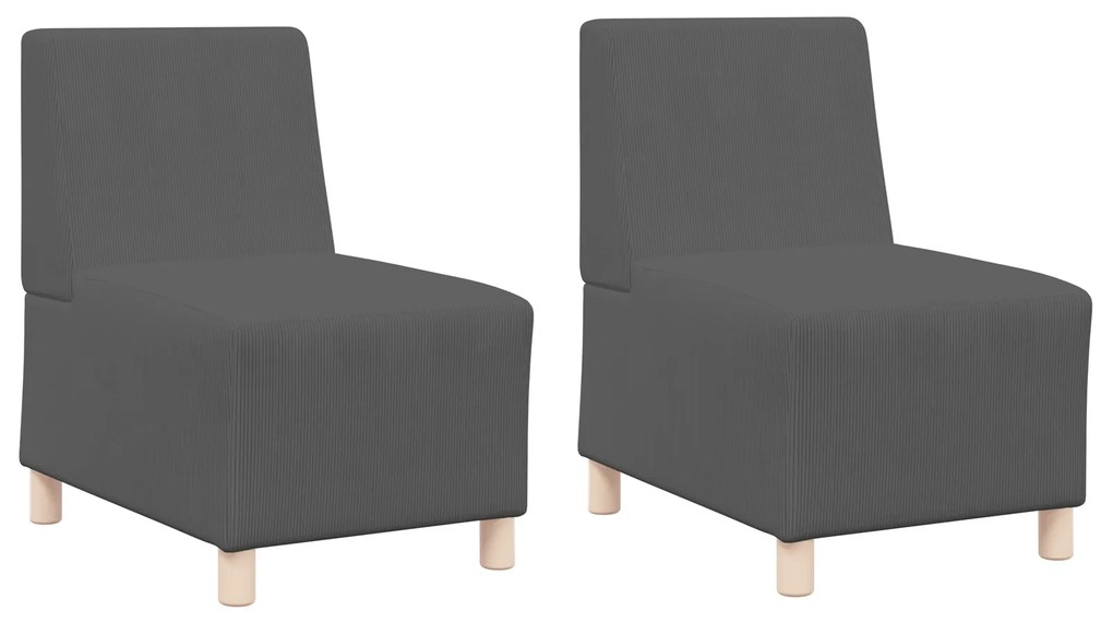 vidaXL Μοναδικός Καναπές χωρίς Χερούλια 2 pcs Σκούρο γκρι