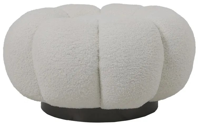 Σκαμπό Nester μπουκλέ ύφασμα σε λευκή απόχρωση Φ60x31εκ 61x61x32.5 εκ.