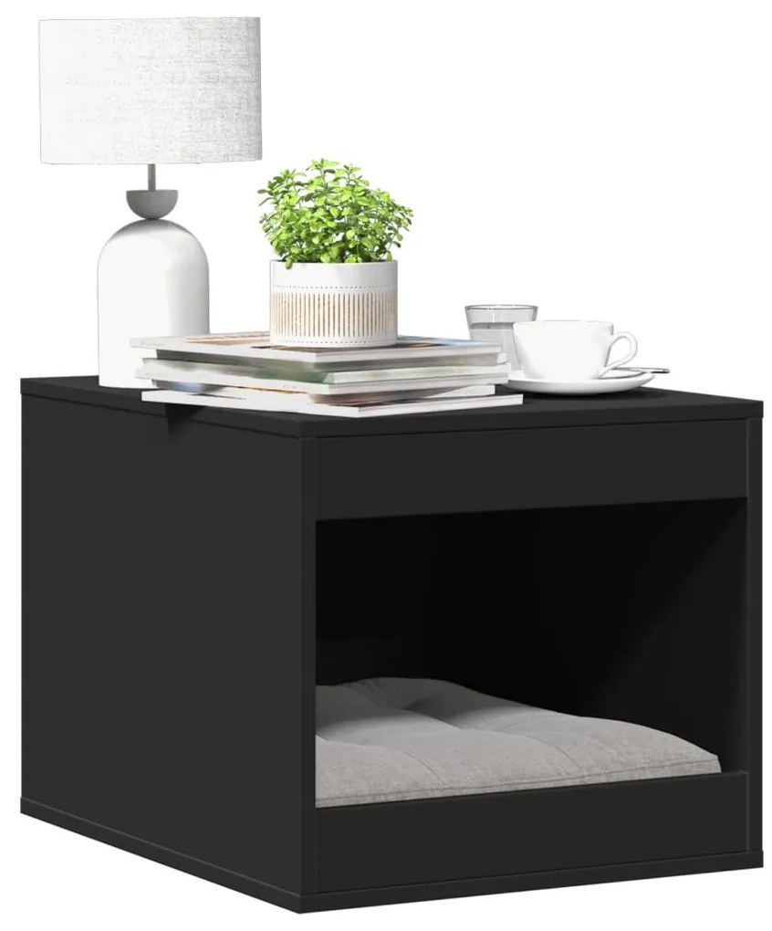 Τουαλέτα Γάτας Περίφραξη Μαύρο 47x59x42 εκ. Επεξεργασμ. Ξύλο