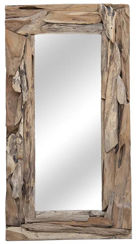 Καθρέπτης Areli pakoworld μασίφ ξύλο φυσικό 60x6x120εκ
