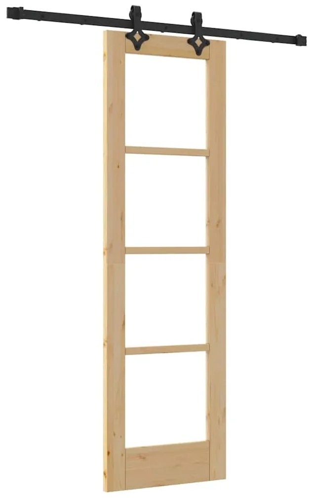 vidaXL Συρόμενη Πόρτα Καφέ 61 x 198.5 εκ. Ξύλο και μέταλλο