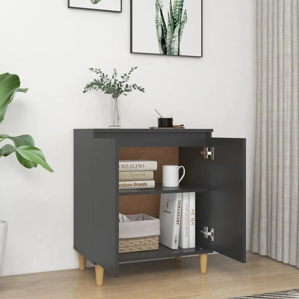 vidaXL Μπουφές Γκρι 60 x 35 x 70 εκ. από Μοριοσανίδα με Ξύλινα Πόδια