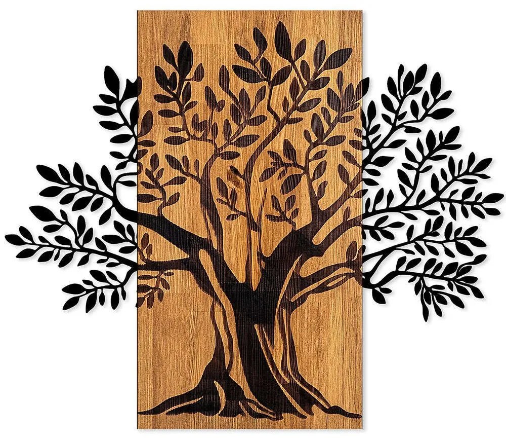 Διακοσμητικό Τοίχου Monumental Tree 899SKL2408 58x65cm Black-Walnut Wallity Μέταλλο,Ξύλο