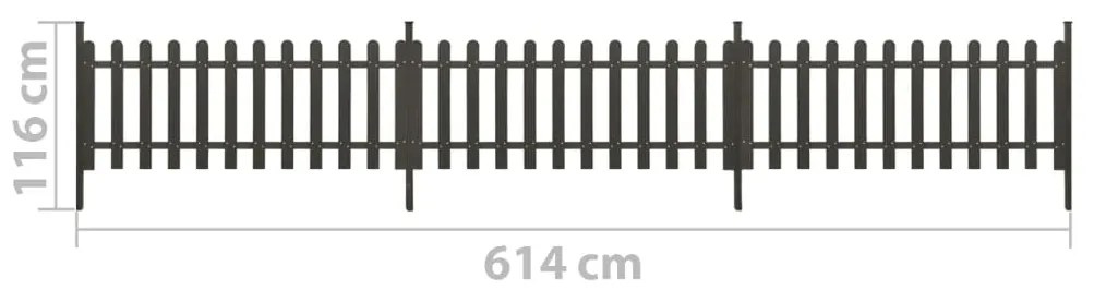 vidaXL Φράχτης με Στύλους 3 τεμ. 614 x 80 εκ. από WPC