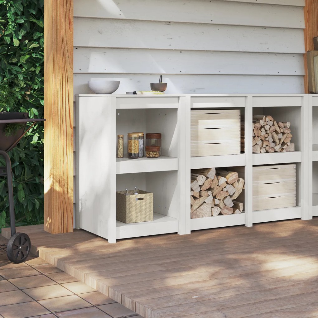 vidaXL Ντουλάπι εξωτερικής κουζίνας Λευκό 55x55x92 εκ. Μασίφ ξύλο πεύκου