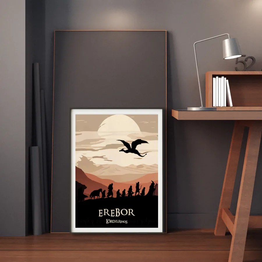 Πόστερ &amp; Κάδρο The Lord of the Rings Erebor MV125 40x50cm Μαύρο Ξύλινο Κάδρο (με πόστερ)